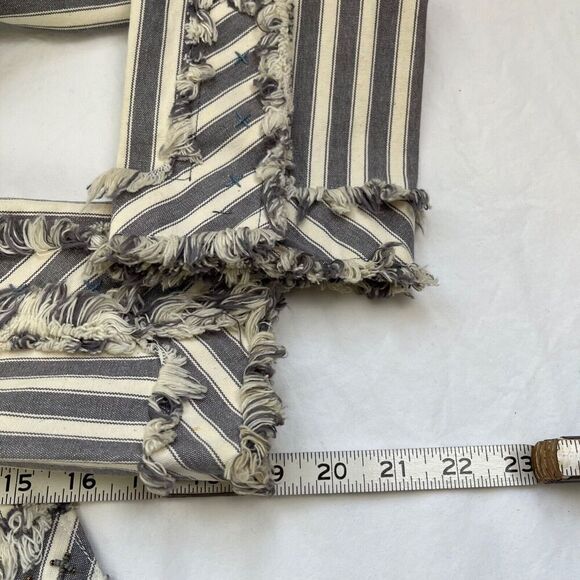 Vtg Anthropologie Burning Torch Blazer S Grey White Striped Jacket Cotton Y2K - Picture 9 of 10